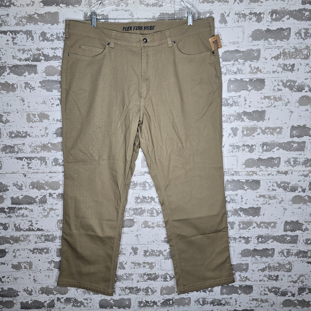 NEW Duluth Trading Pants Mens 42x30 Beige Flex Fire Hose Relaxed Fit Straight